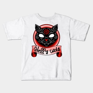 Black witch demonic cat Kids T-Shirt